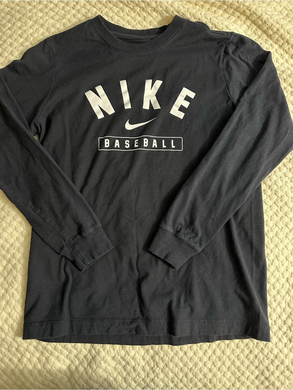 Nike Youth Black Long-Sleeve Baseball Logo Shirt